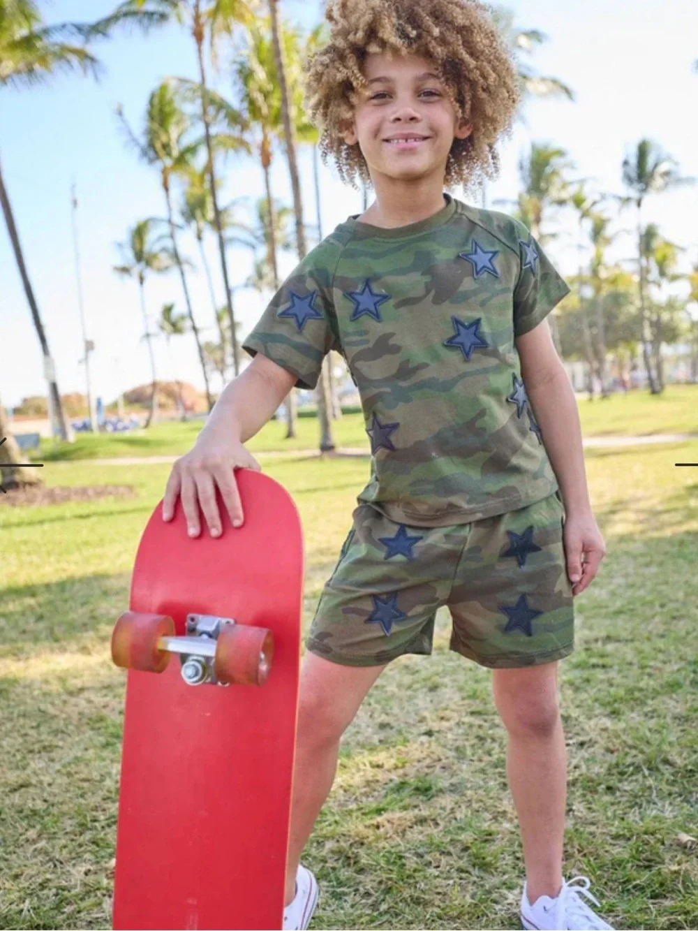 lola + the Boys Rocker Camo Green shirt short set